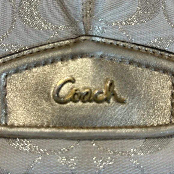 Coach Metallic Gold/Cream Signature Flat Wristlet/ Clutch - Picture 5 of 10